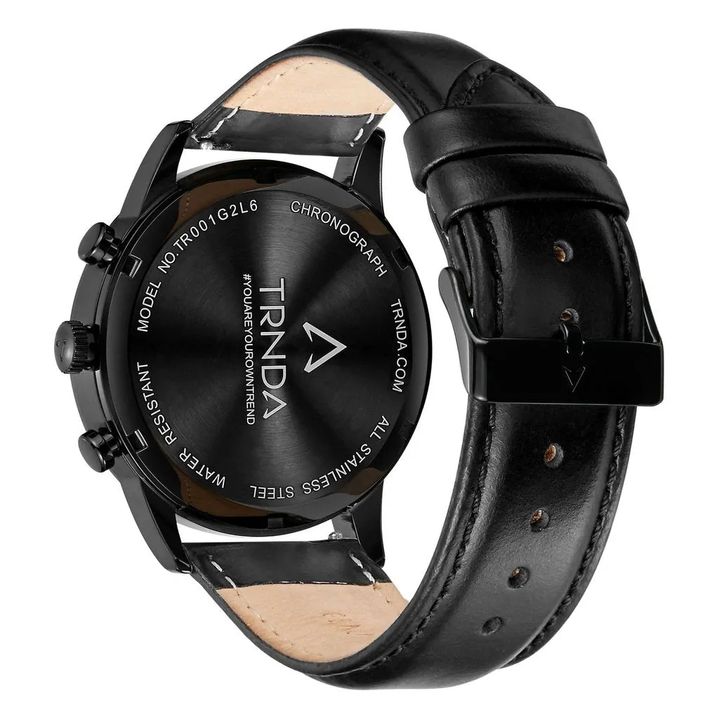 TRNDA BLACK STAINLESS STEEL 43MM - TIMELESS MEN'S WATCH WITH DARK BLUE DIAL