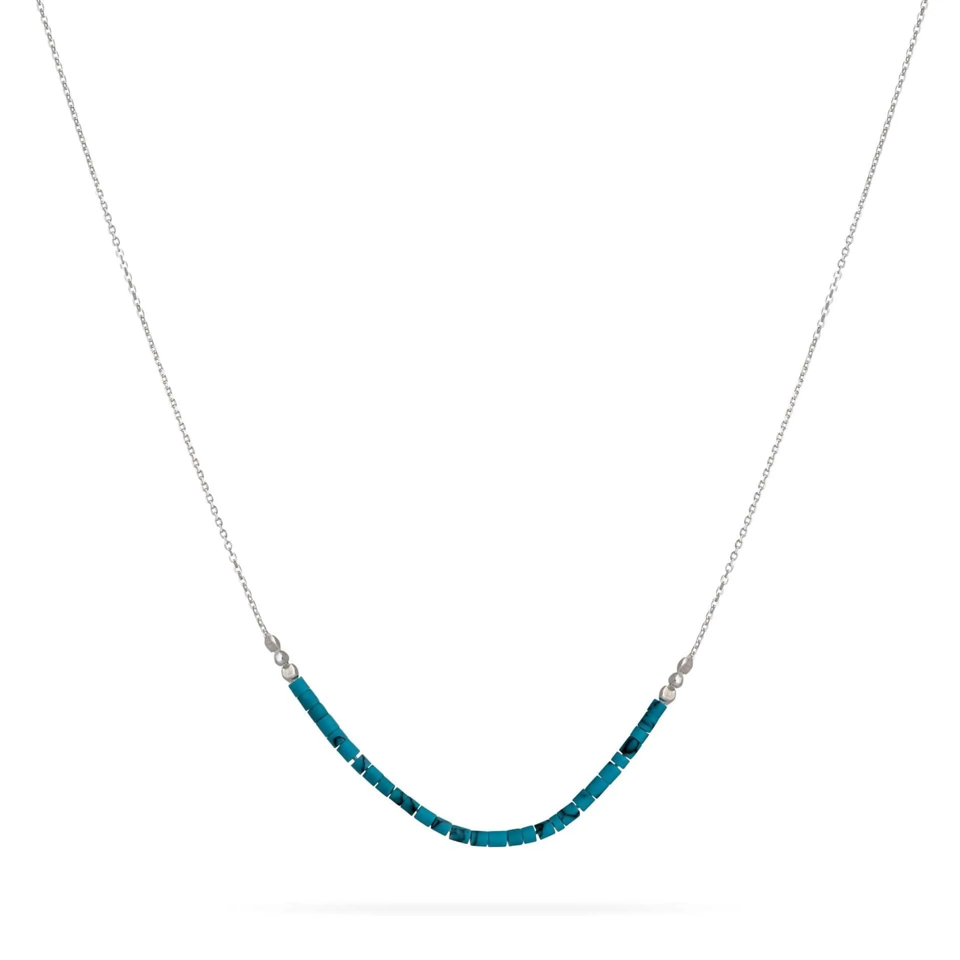 Turquoise Necklace, Sterling silver Necklace with Turquoise Bar Beads