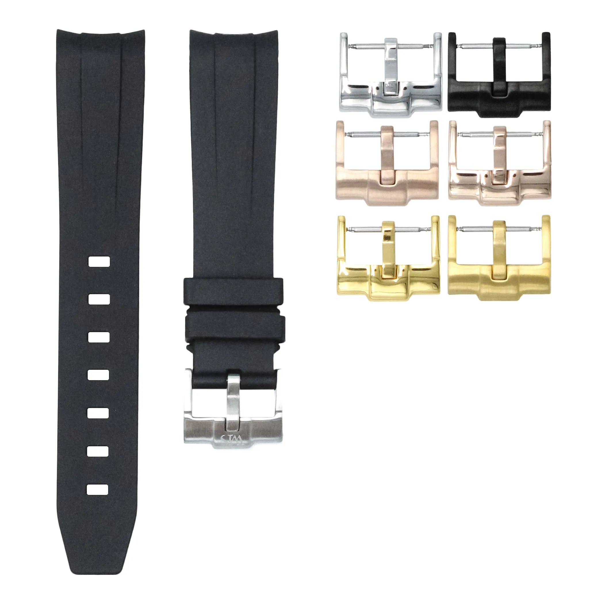 Tuxedo Black - Rubber Watch Strap For Rolex Oyster Perpetual