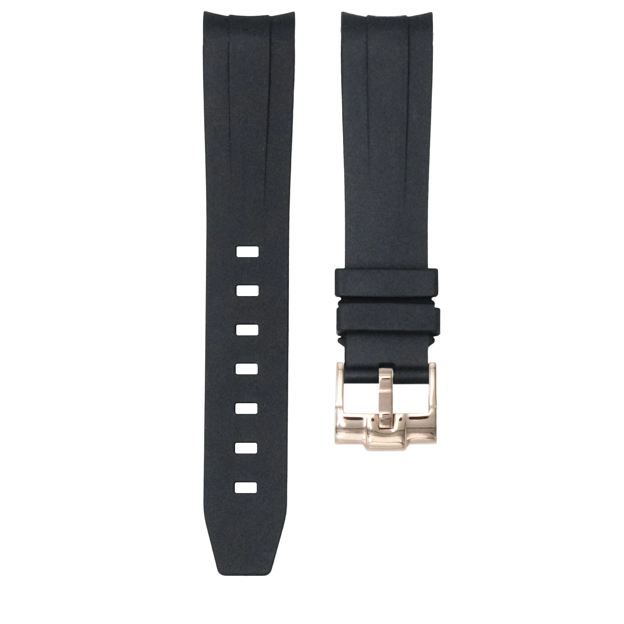 Tuxedo Black - Rubber Watch Strap For Rolex Oyster Perpetual