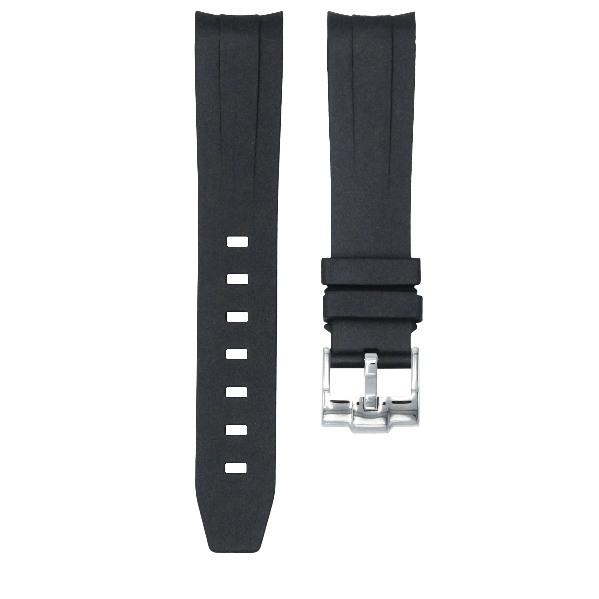Tuxedo Black - Rubber Watch Strap For Rolex Oyster Perpetual