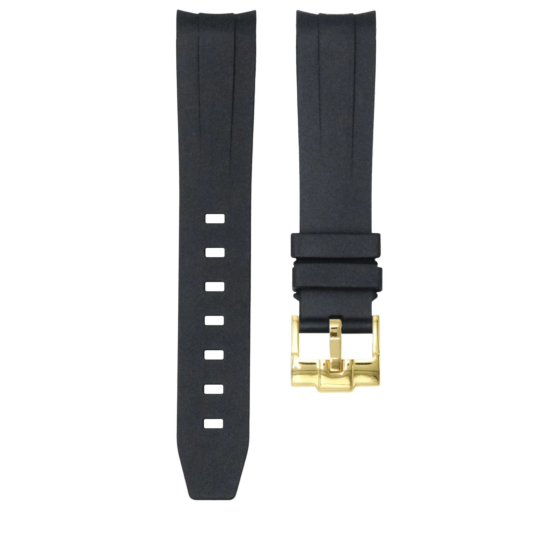 Tuxedo Black - Rubber Watch Strap For Rolex Oyster Perpetual