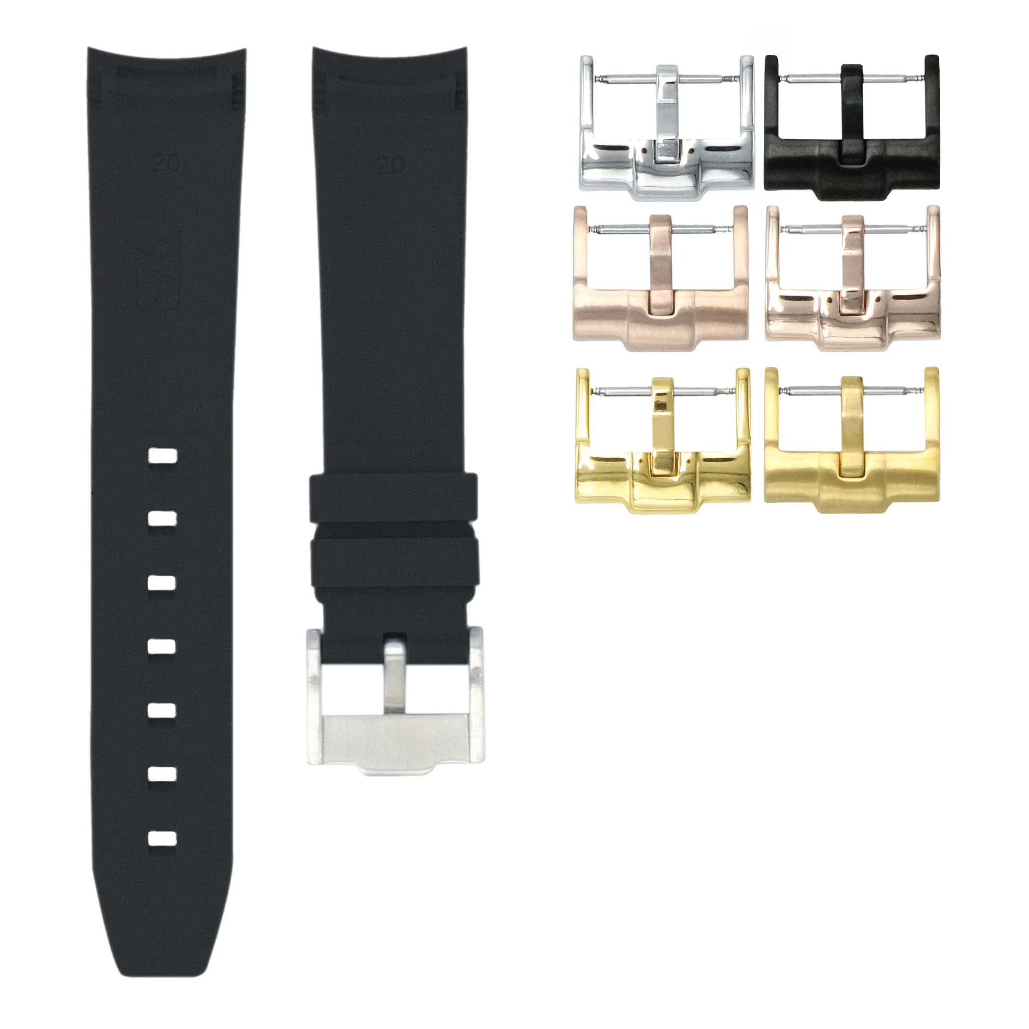 Tuxedo Black - Rubber Watch Strap For Rolex Oyster Perpetual