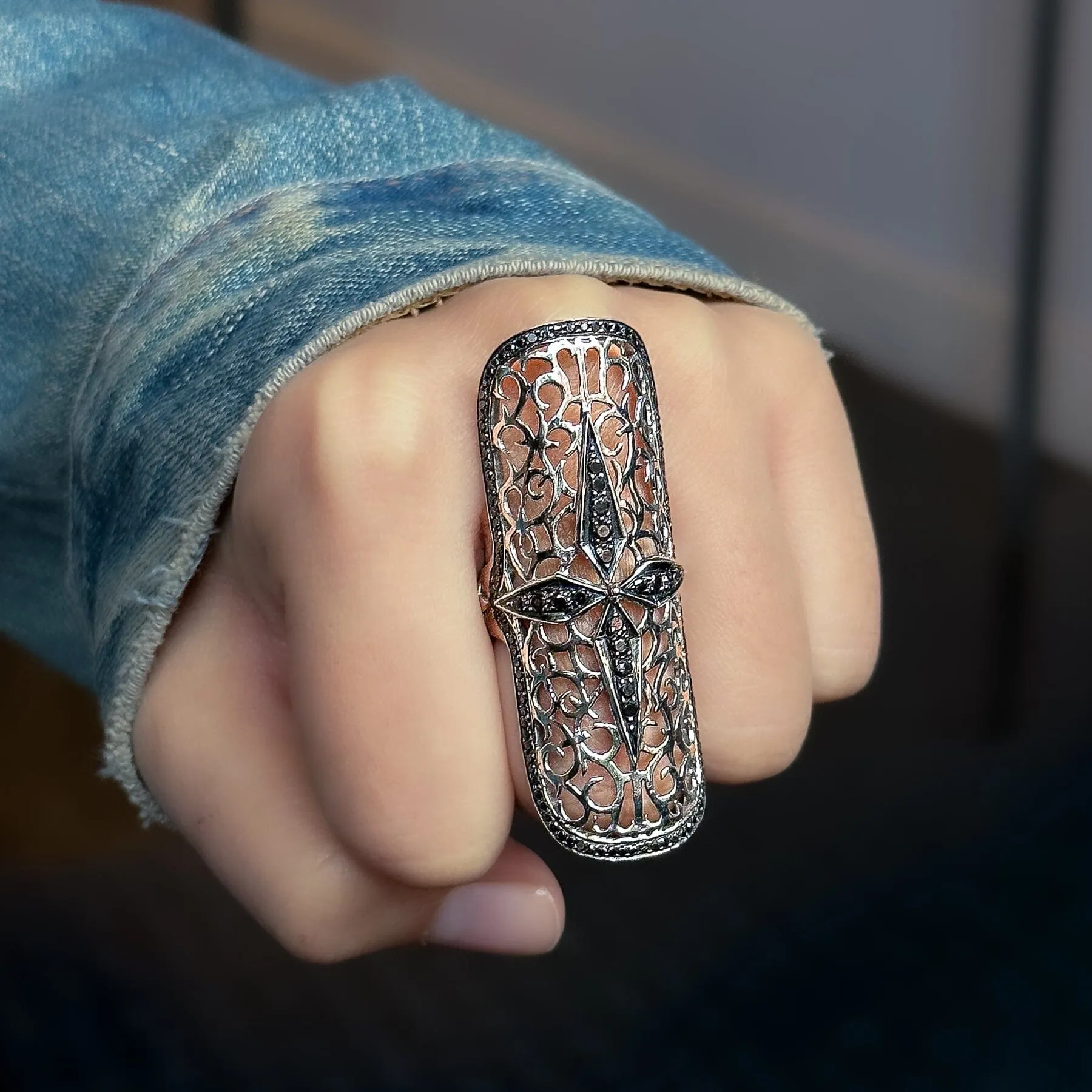 Unique Cross Knuckle Ring