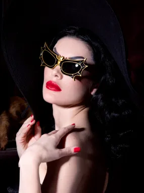 Vampira® Bat Glasses in Gold/Black by La Femme en Noir