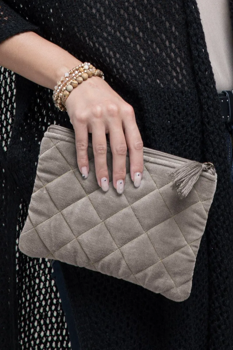 Velvet Quilted Clutch
