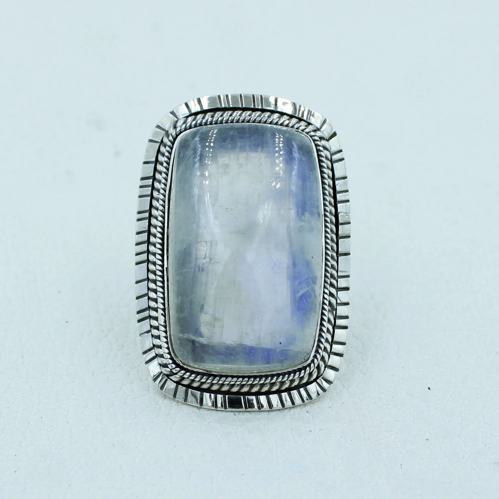 Vibrant flash Moonstone Silver Ring