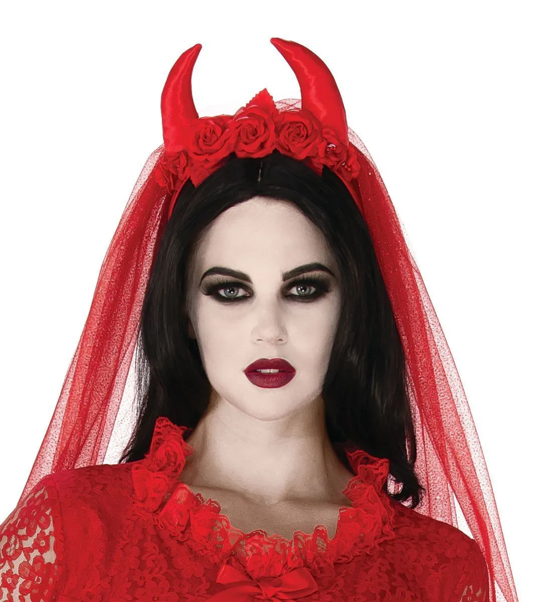 Villainous Veil Devil Horns Headpiece