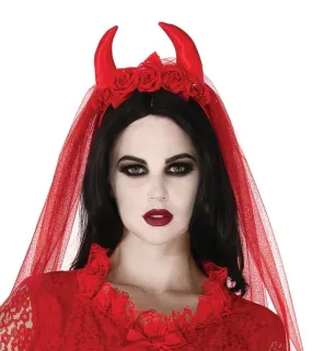 Villainous Veil Devil Horns Headpiece