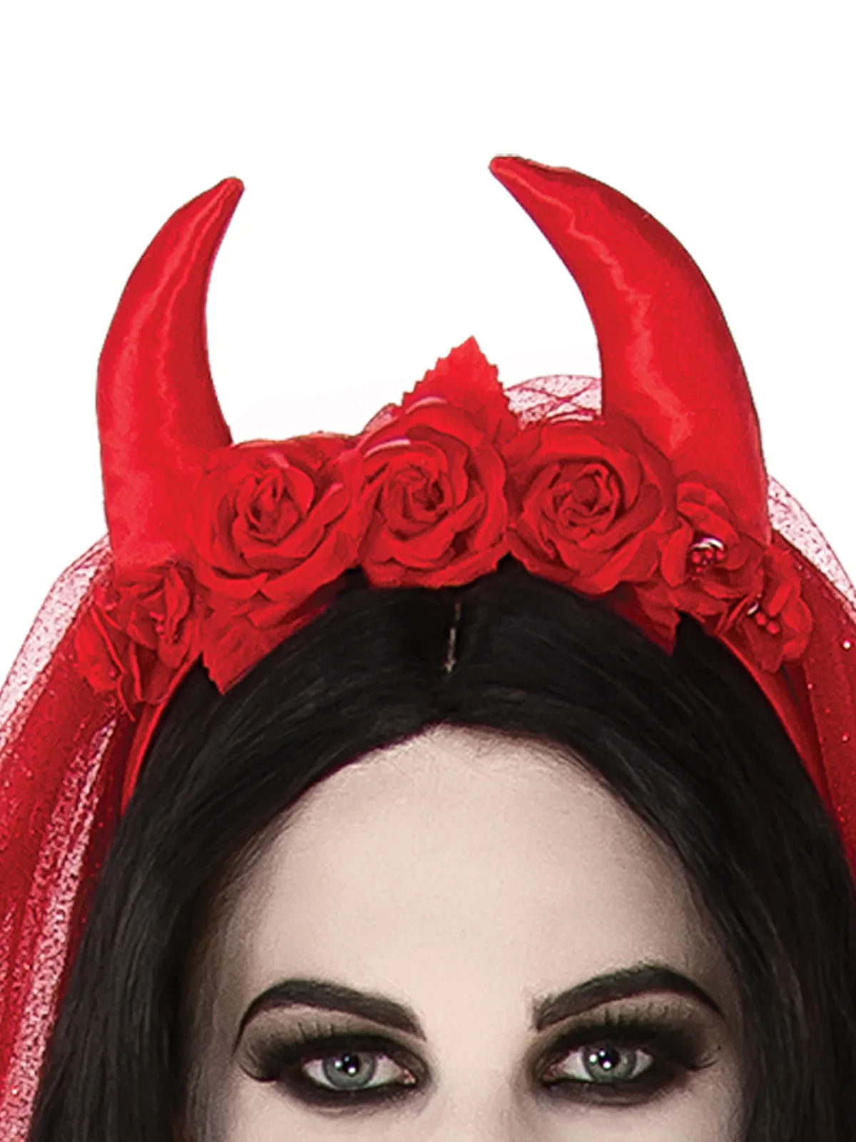 Villainous Veil Devil Horns Headpiece