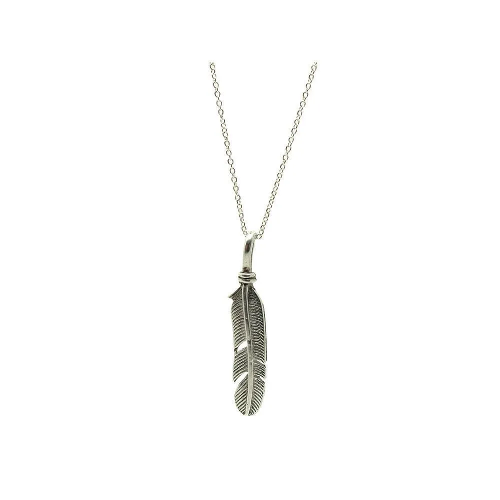 Vintage 1970's Sterling Silver Feather Pendant