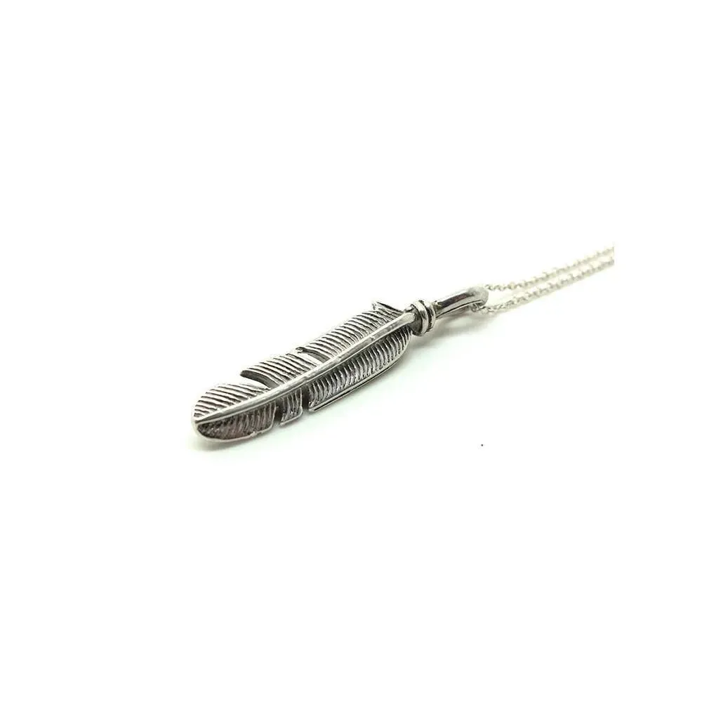 Vintage 1970's Sterling Silver Feather Pendant