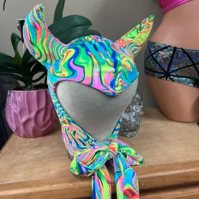 Vintage Style Devil Hood in Neon Flux