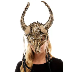 Voodoo creature skull Mask headpiece with horns