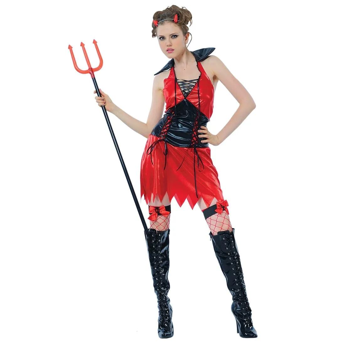 Womens Hellfire Devil Halloween  Red Fancy Dress Costume