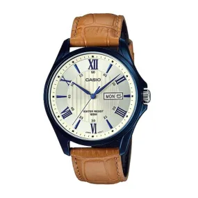 WW0063 Casio Enticer Day Date Blue Leather Belt Watch MTP-1384BUL-9AVDF