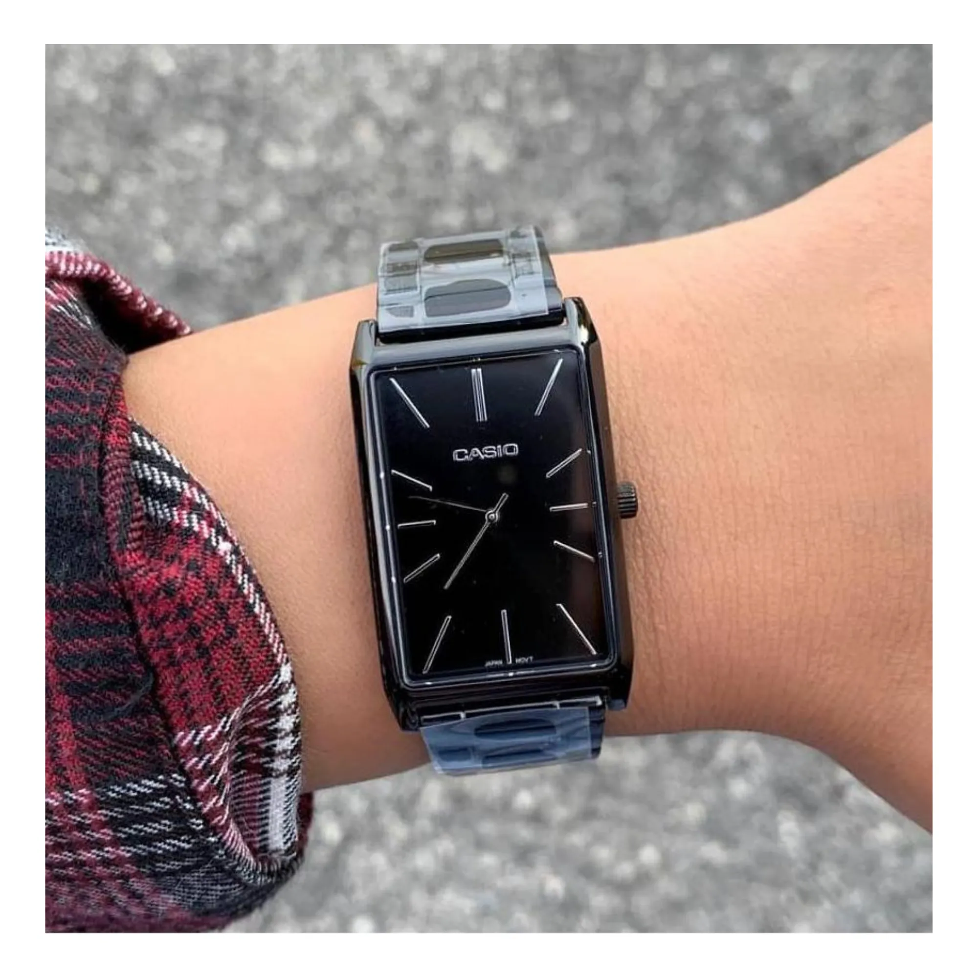 WW1220 Casio Standard Black Ladies Stainless Steel Chain Watch LTP-E156B-1ADF