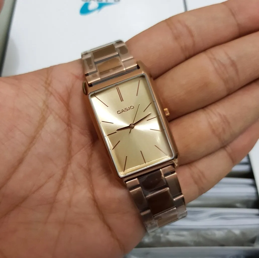 WW1231 Casio Standard Rose Gold Ladies Stainless Steel Chain Watch LTP-E156R-9ADF