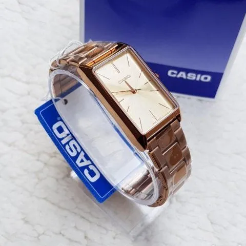 WW1231 Casio Standard Rose Gold Ladies Stainless Steel Chain Watch LTP-E156R-9ADF