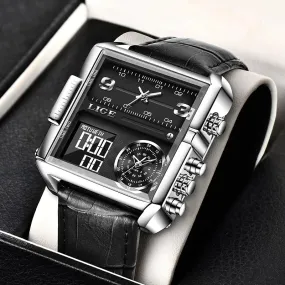 WW1729 Lige Triple Time Square Stainless Steel Belt Watch 8925