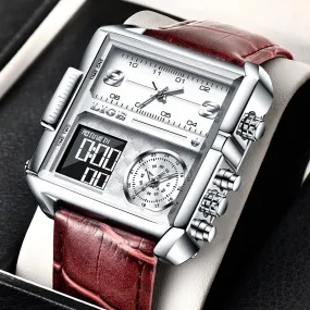 WW1730 Lige Triple Time Square Stainless Steel Belt Watch 8925