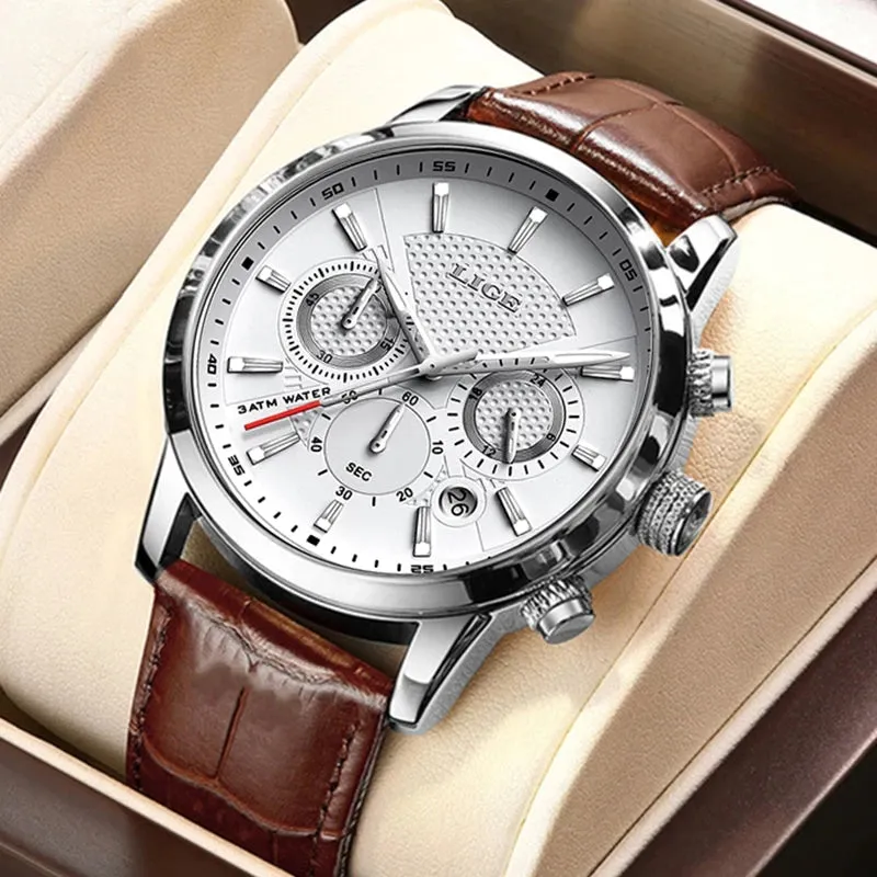 WW1769 Lige Chronograph Stainless Steel Silver Belt Watch 9866
