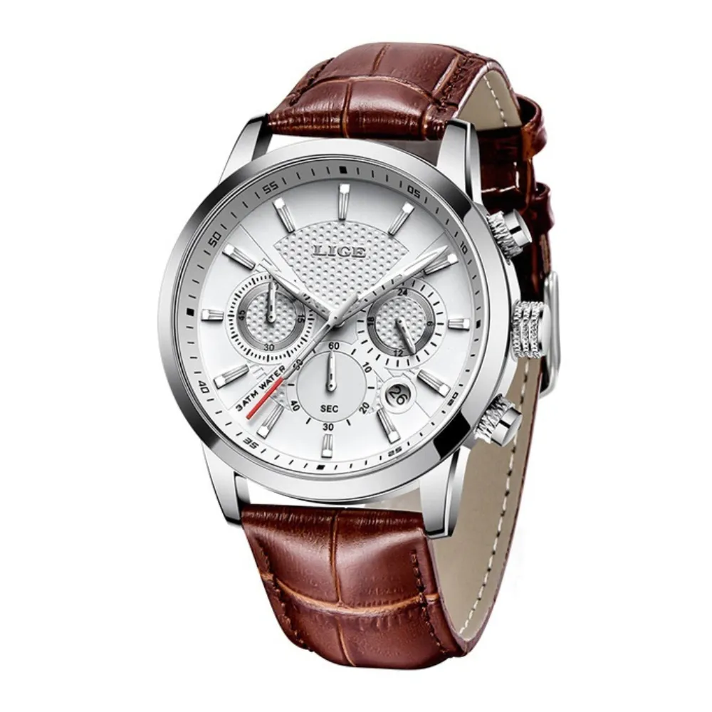 WW1769 Lige Chronograph Stainless Steel Silver Belt Watch 9866
