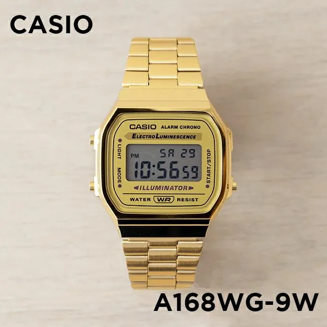 WW1893 Casio Vintage Illuminator Digital Golden Chain Watch A168WG-9WDF
