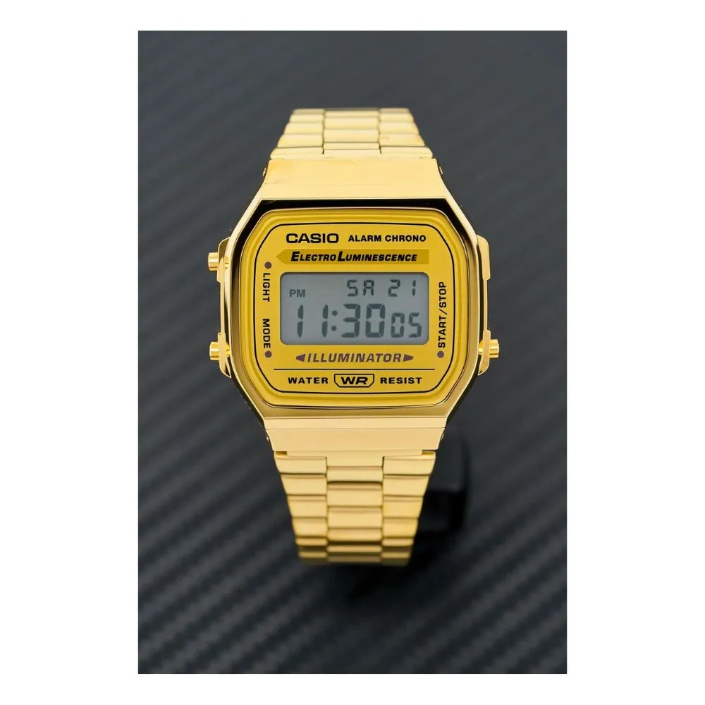 WW1893 Casio Vintage Illuminator Digital Golden Chain Watch A168WG-9WDF