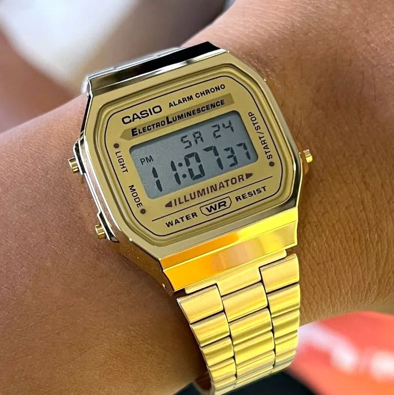 WW1893 Casio Vintage Illuminator Digital Golden Chain Watch A168WG-9WDF
