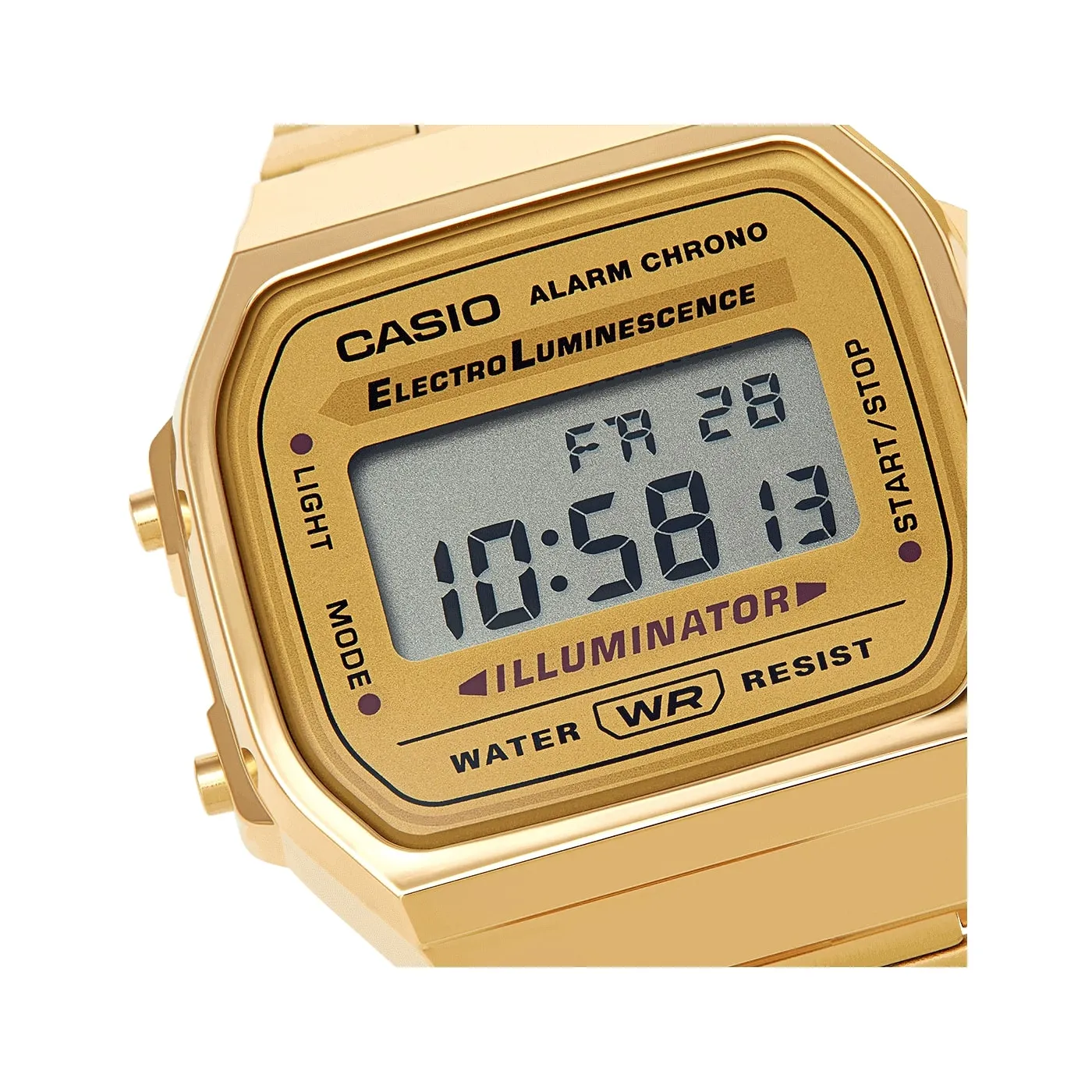 WW1893 Casio Vintage Illuminator Digital Golden Chain Watch A168WG-9WDF
