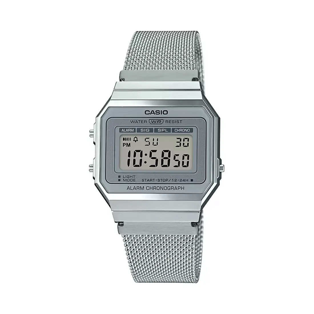 WW1941 Casio Vintage Super Slim Digital Silver Mesh Chain Watch A700WM-7ADF