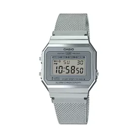 WW1941 Casio Vintage Super Slim Digital Silver Mesh Chain Watch A700WM-7ADF