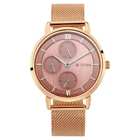 WW2206 Titan Workwear Multifunction Rose Gold Ladies Mesh Chain Watch 2652WM01